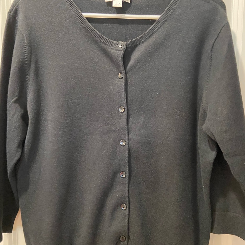 Talbots Black Button-Front Women's Cardigan